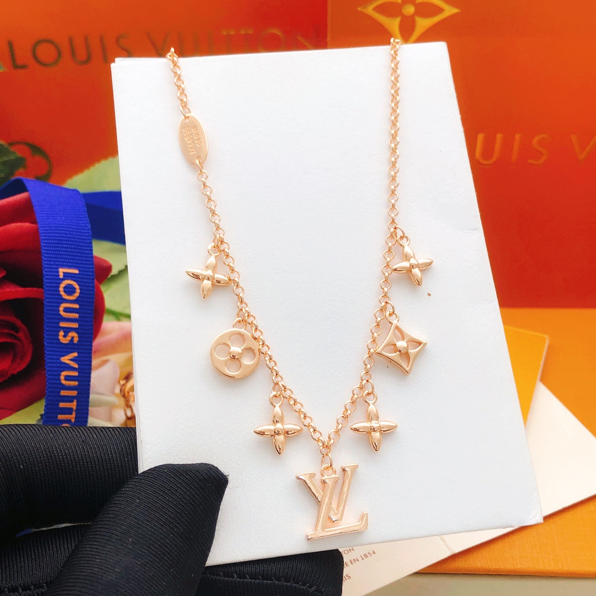 Glossy Rose Gold-Tone Necklace